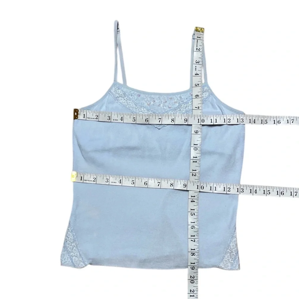 Y2K Limited Too Camisole Tank Top Women’s Girls 16 Blue Lace Sequin Built in Bra